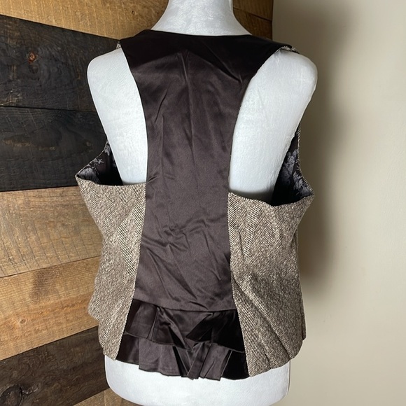 Maurice’s Wool Blend Herringbone Tweed Brown Vest Size XL - Picture 2 of 7